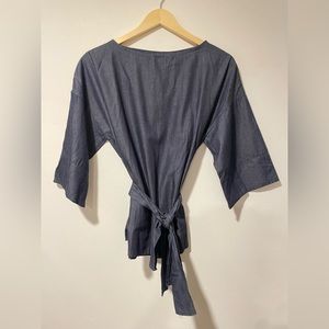 Mata Traders tie waist chambray top